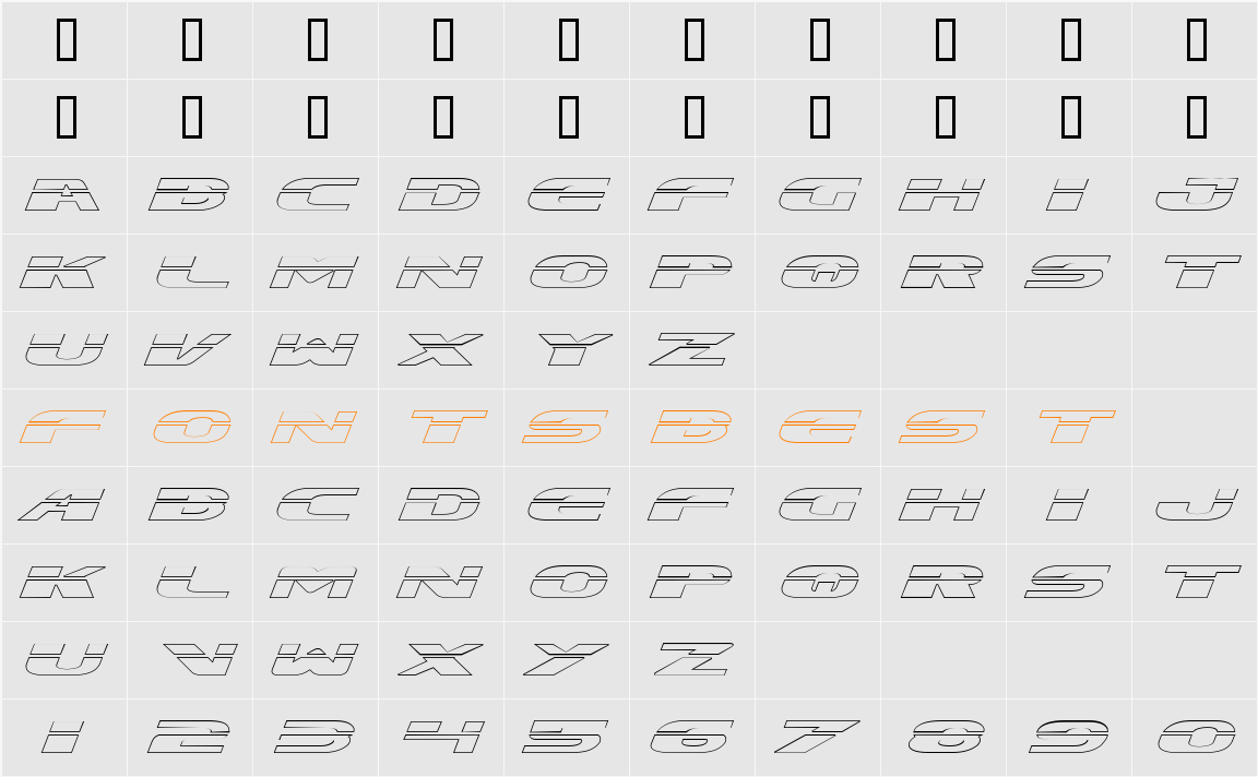 Excelerate Outline Character Map