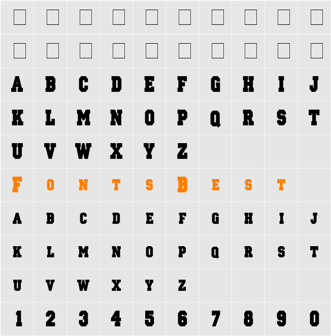 Princeton solid Condensed Character Map