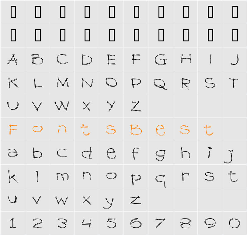 Dragline BTN Character Map