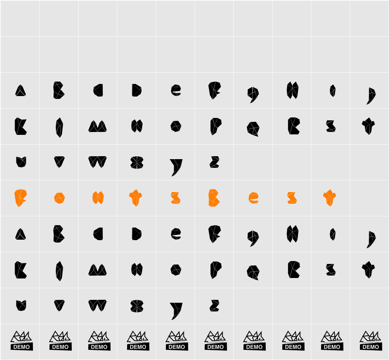 ROCKA Character Map