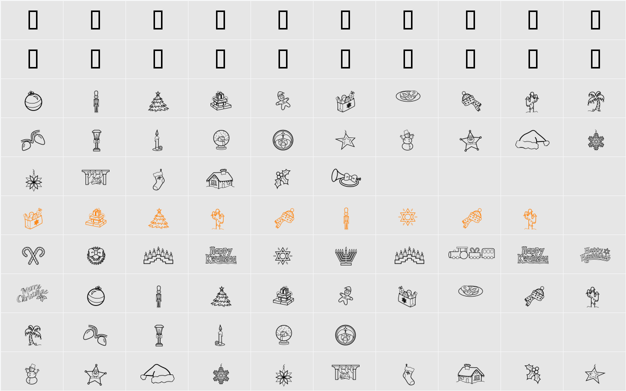 LD Symbol Holiday Character Map