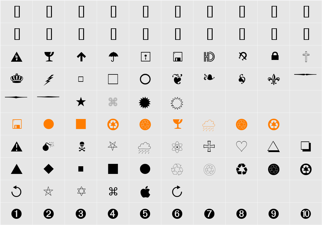 SeanSymbols Character Map
