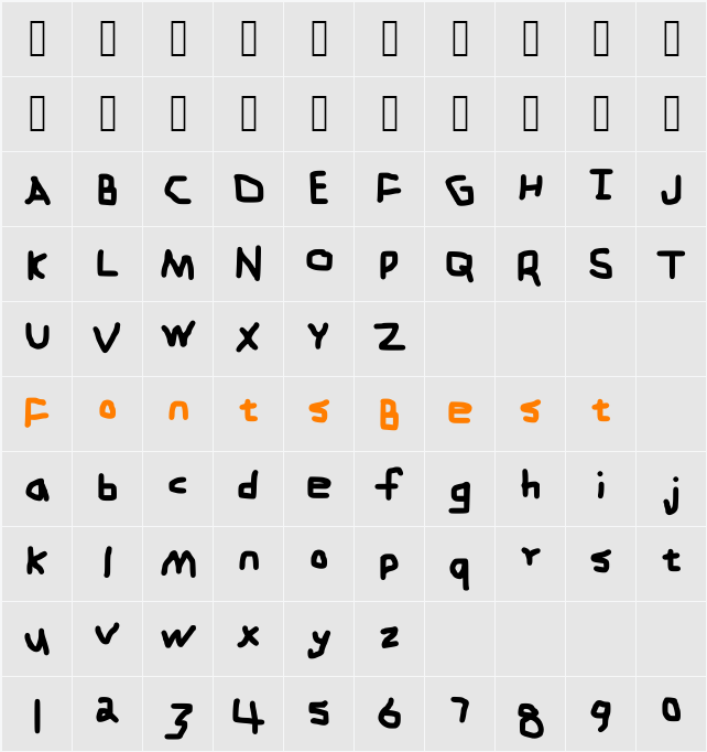 ZehkFont Character Map