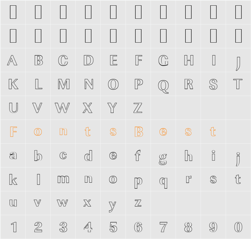 ImperialOu-Xbold Character Map