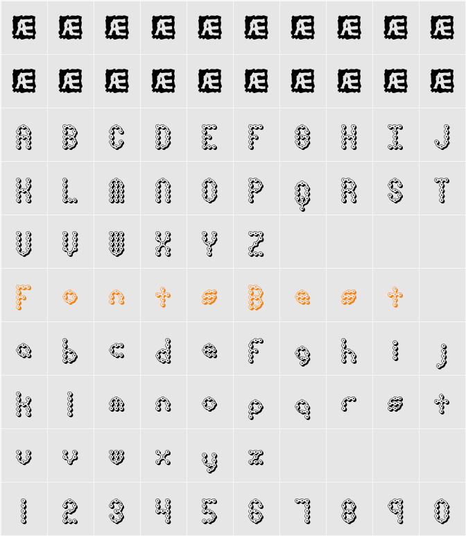 Pindown X BRK Character Map