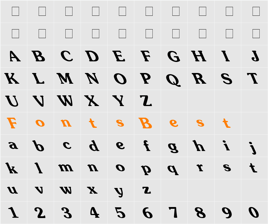 Souvenir-Light-Bold Lefites Character Map