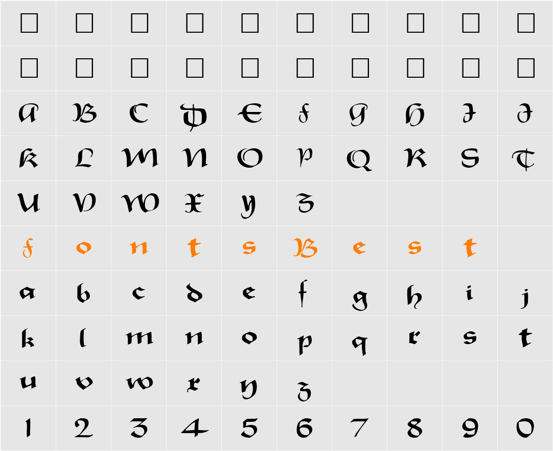 SparrowNew119 Character Map