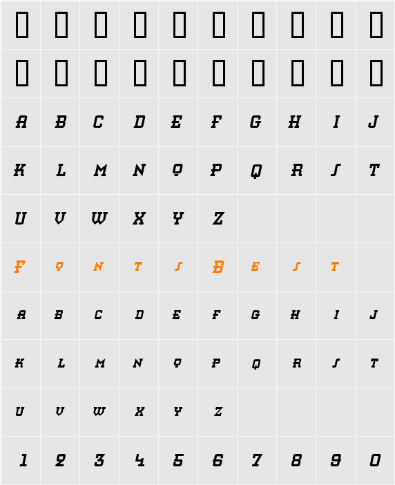 KnomenCondensed Character Map