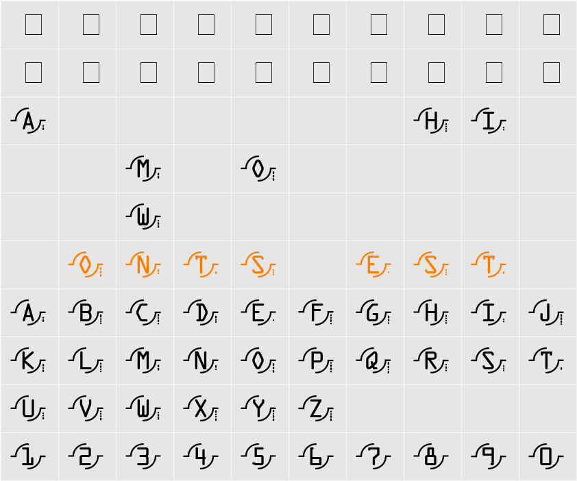Rekkoy Character Map