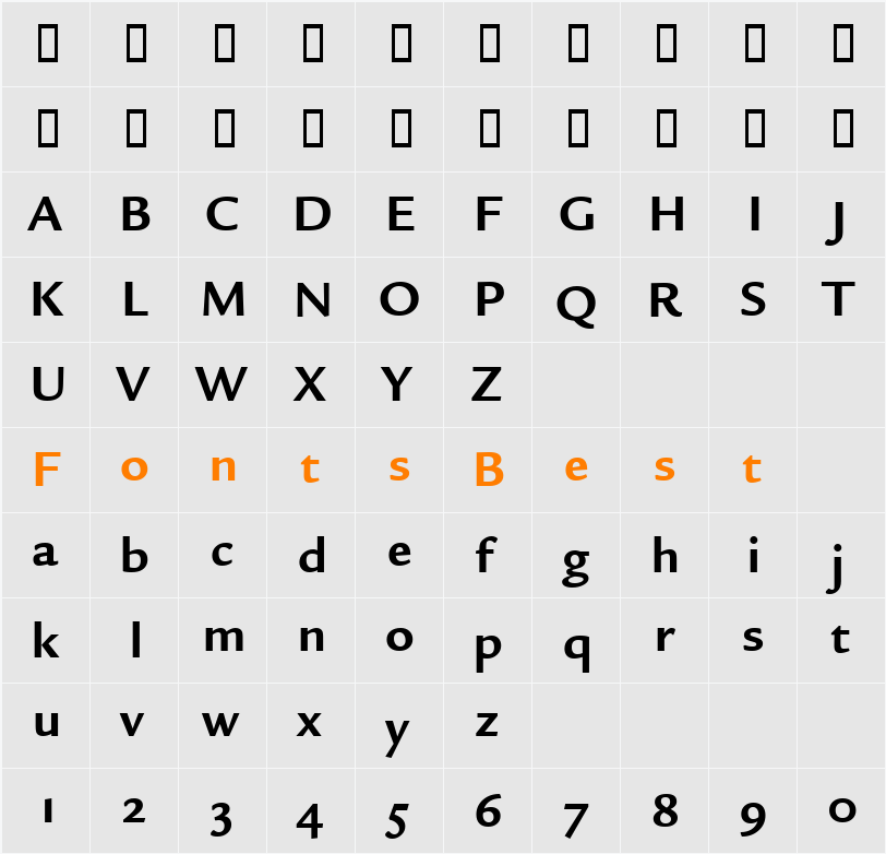 Legacy Sans OS ITC TT Character Map