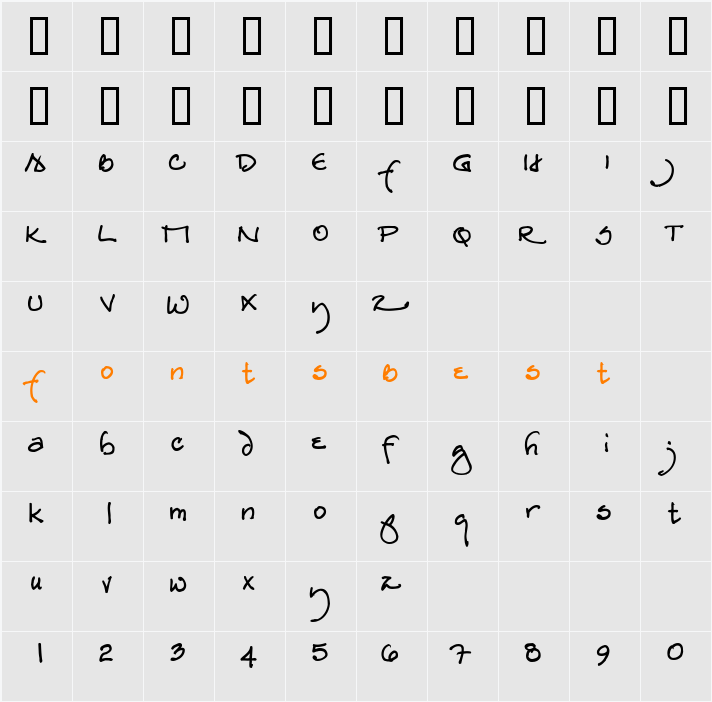 RedStarBold Character Map