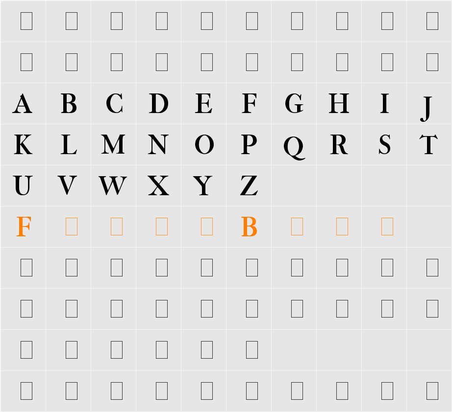 IM FELL THREE LINE PICA Character Map