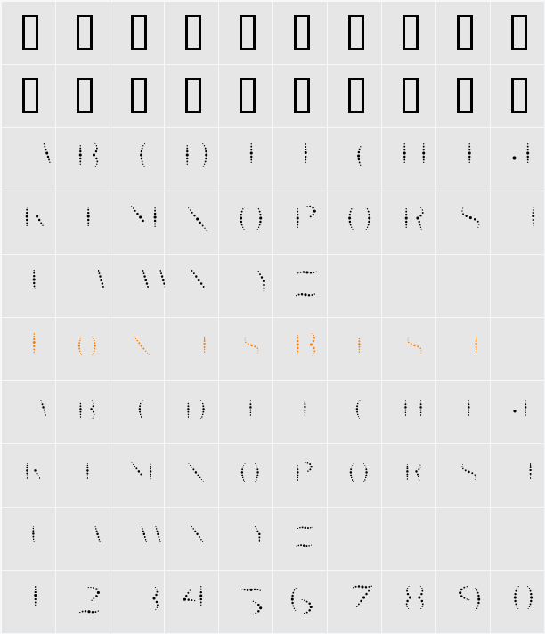 Taqueria Black Fill  Dots Character Map