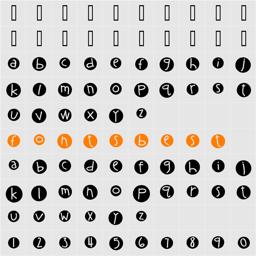 EK Grapefruit Character Map