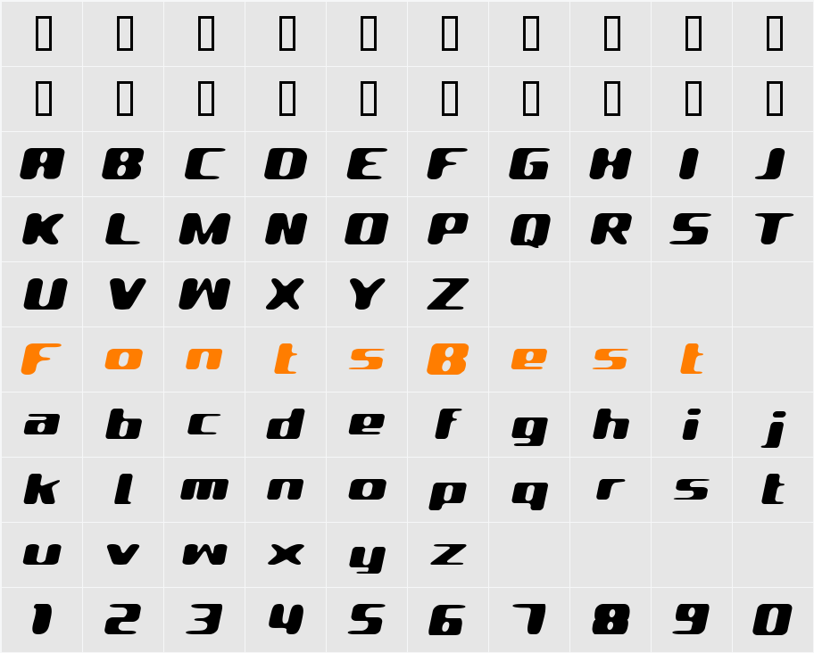 LBIlovely bold italic Character Map