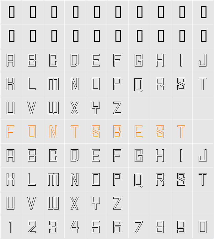 Simply Square Outline JL Character Map
