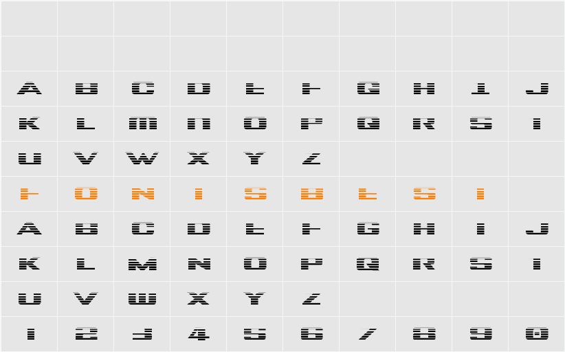 Tigershark Gradient Character Map