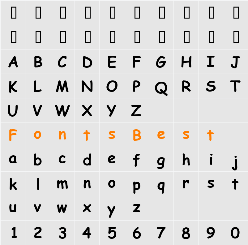 Comic Sans MS Character Map