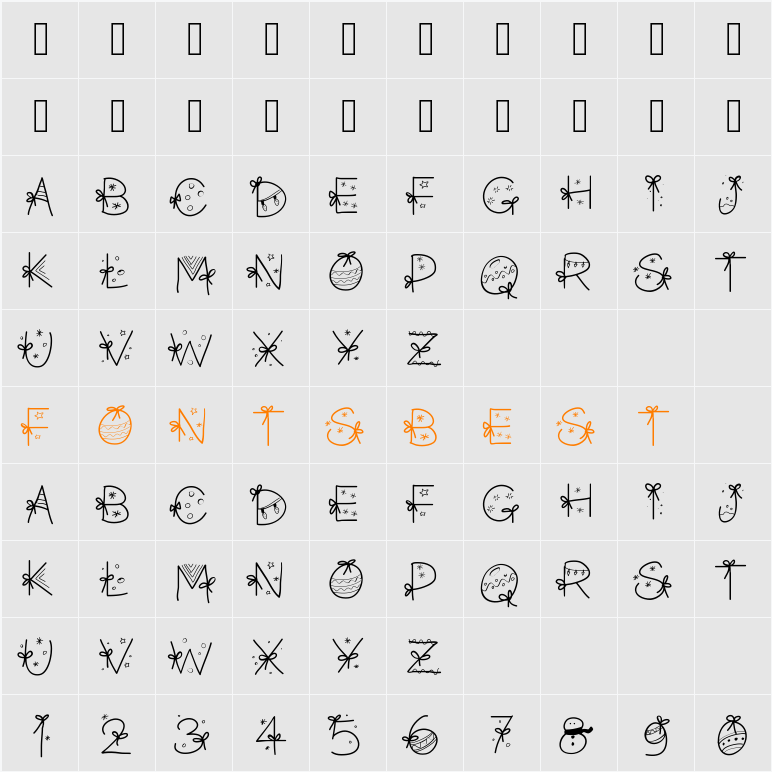 PWChristmasfont Character Map