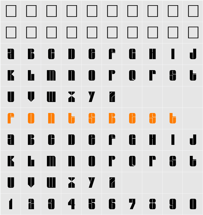 GroverThin Character Map