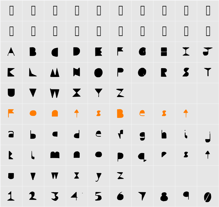 QuestraSolid Character Map