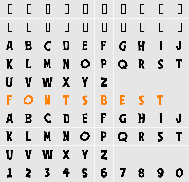 TheThreeStoogesFont Character Map