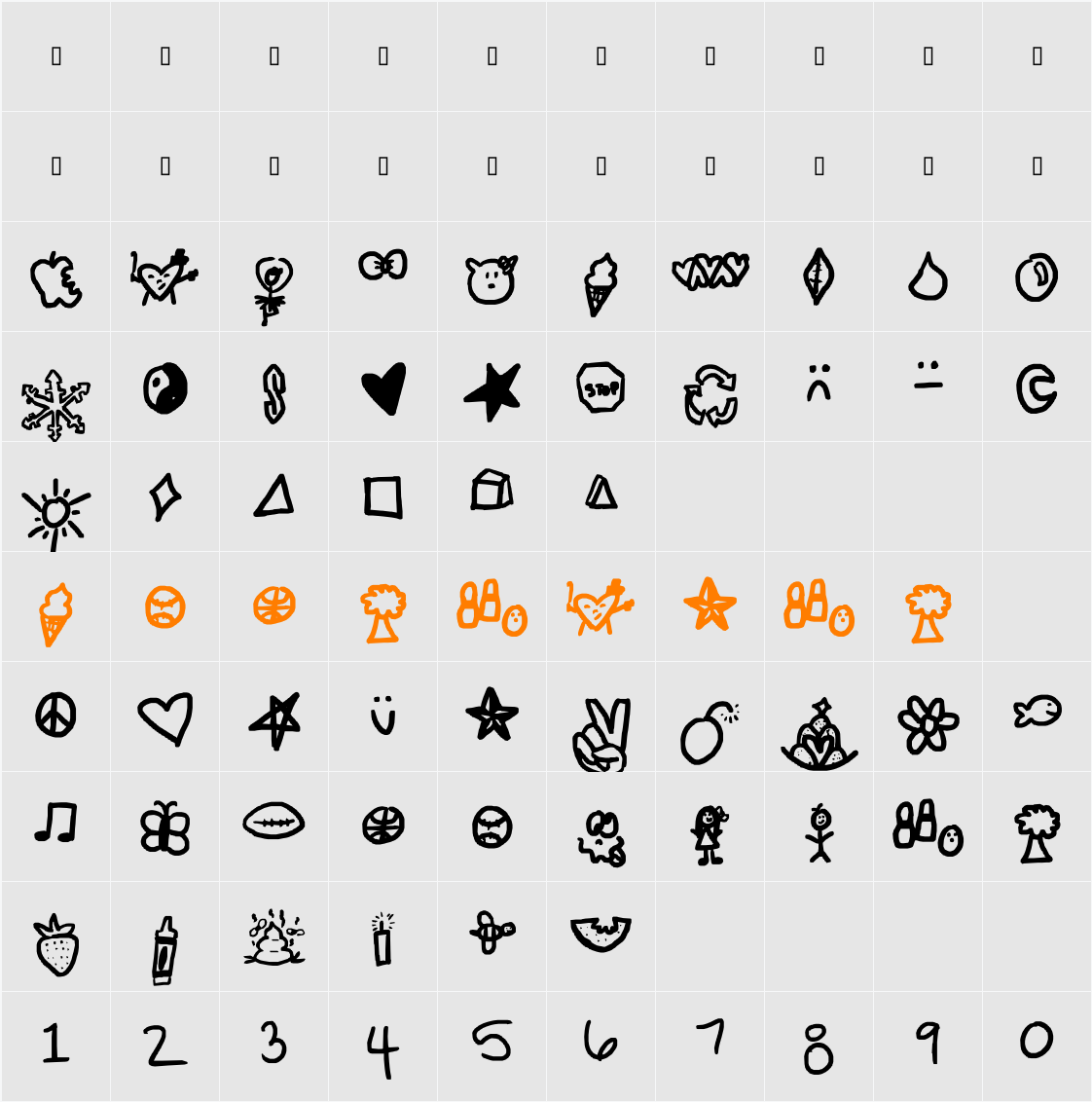 symbols rock Character Map