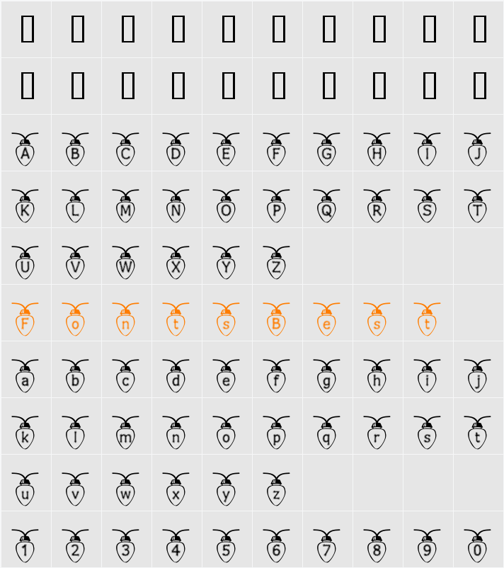 Fuzzy Xmas Lights Character Map