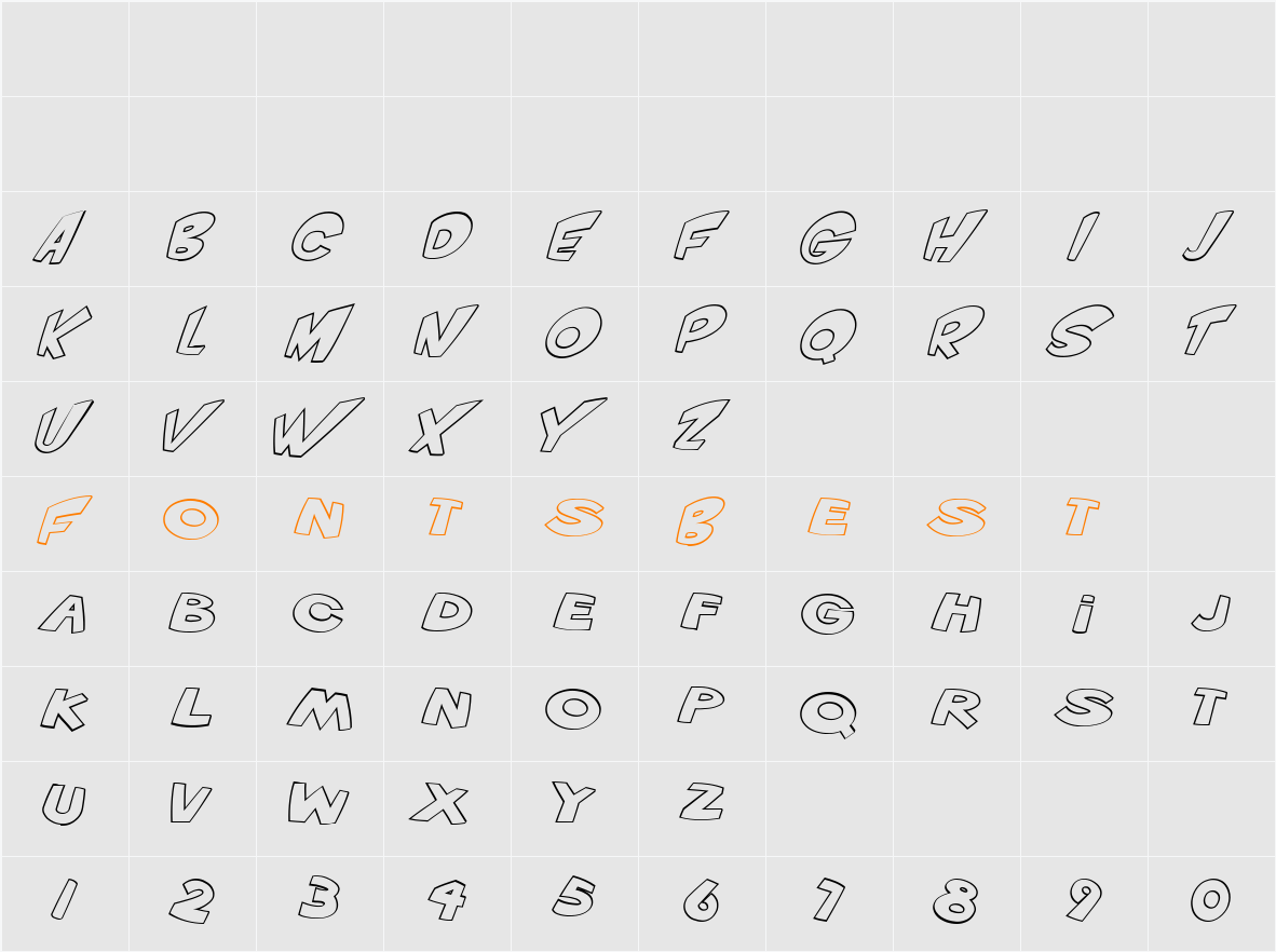 VTC ScreamItLoudOutline Character Map