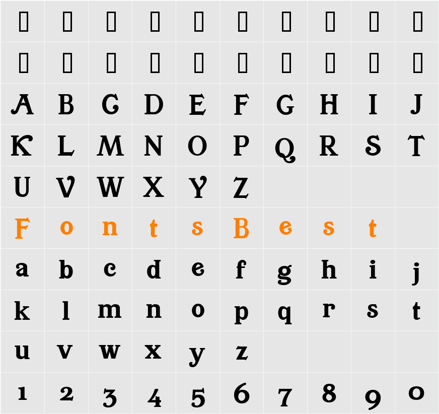 BuenaParkJF Character Map