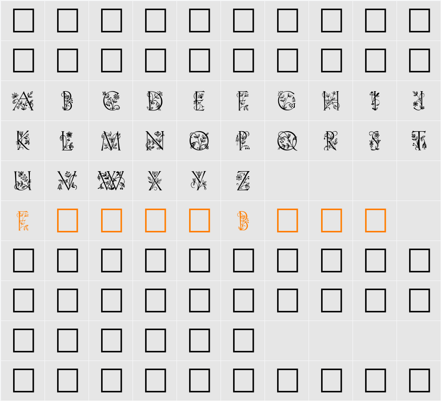 LilithInitials Character Map
