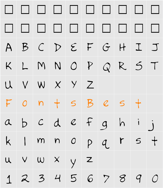 RyansHand Character Map