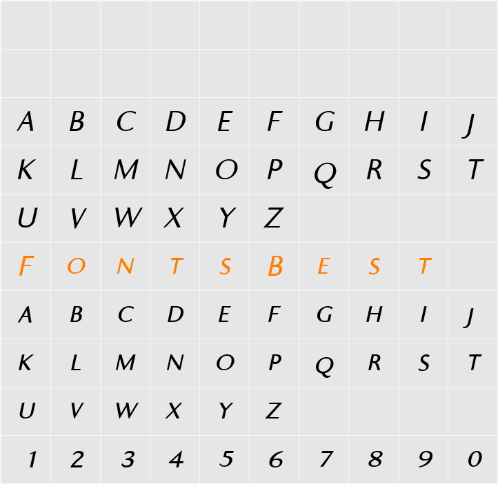 Ela Sans Plain Caps Character Map