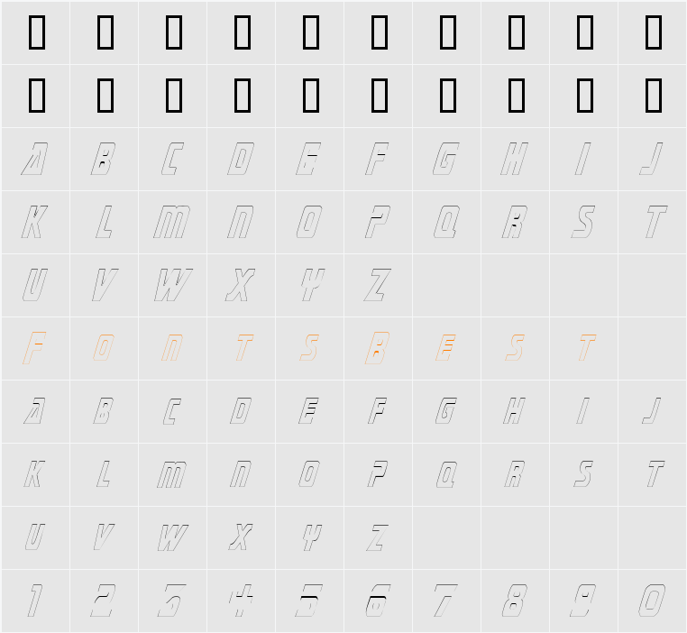 SubmarineCondensedOutline Character Map