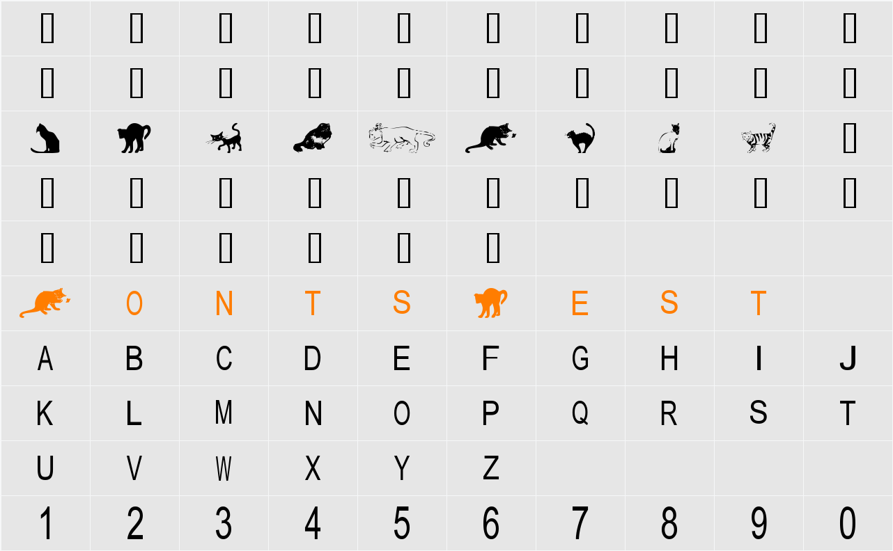 tungfont cat Character Map