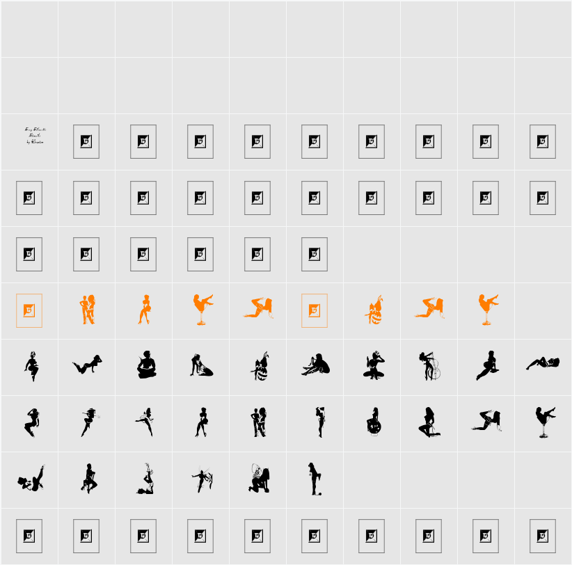 Sexy Silouette Stencils Character Map