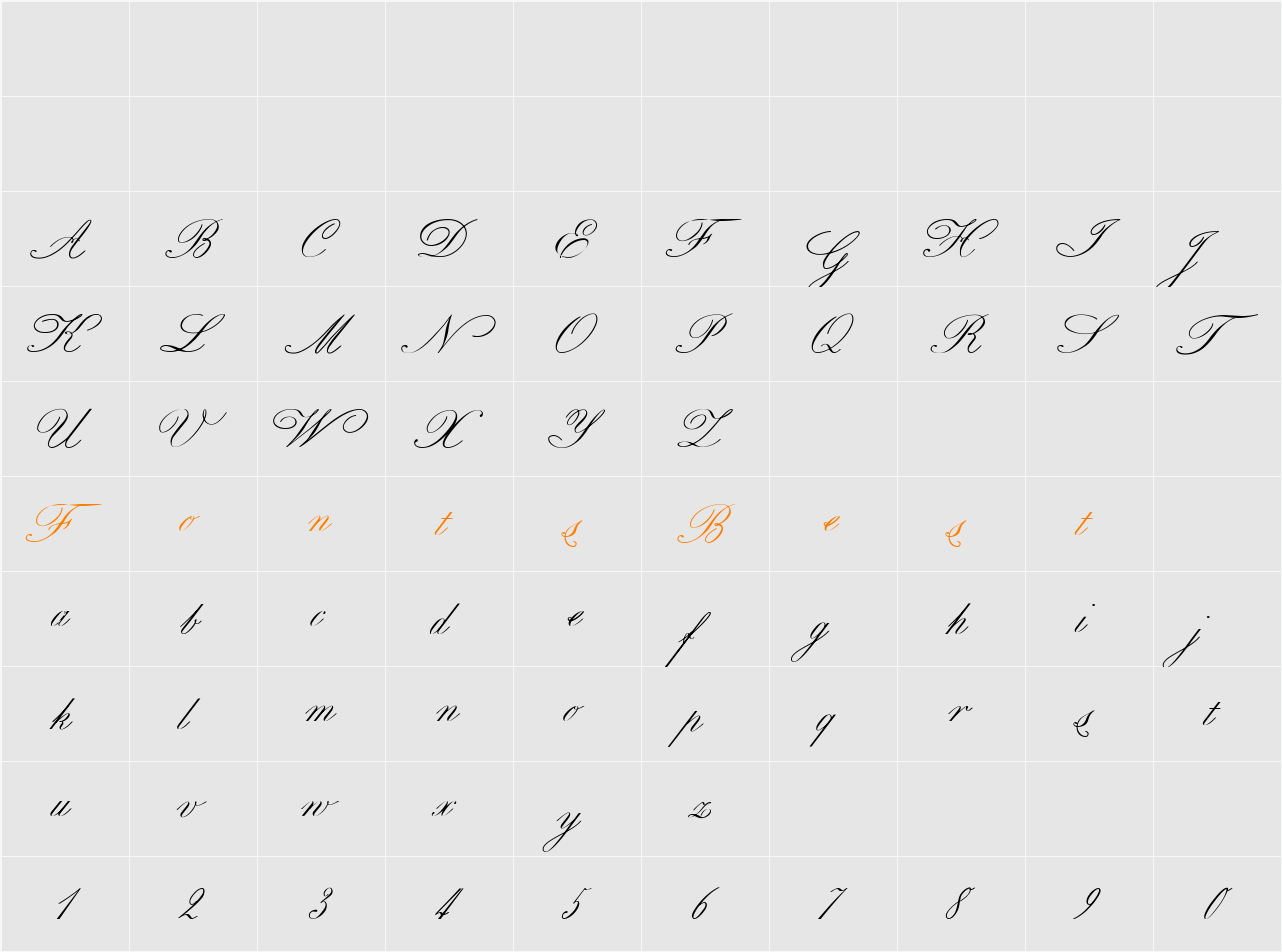 RoyalClassicBoldPlus Beta Character Map