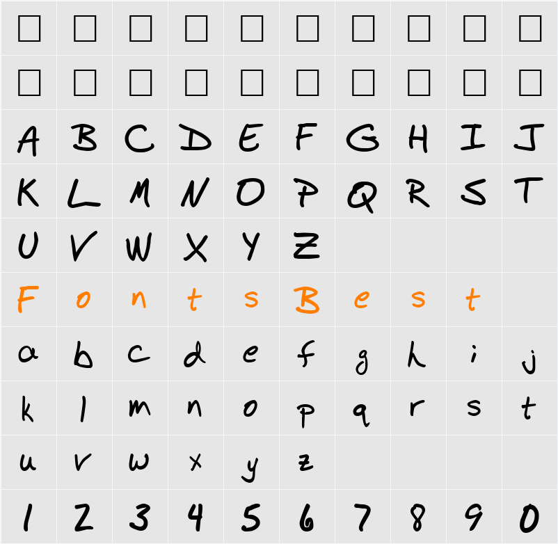 BudHand Character Map