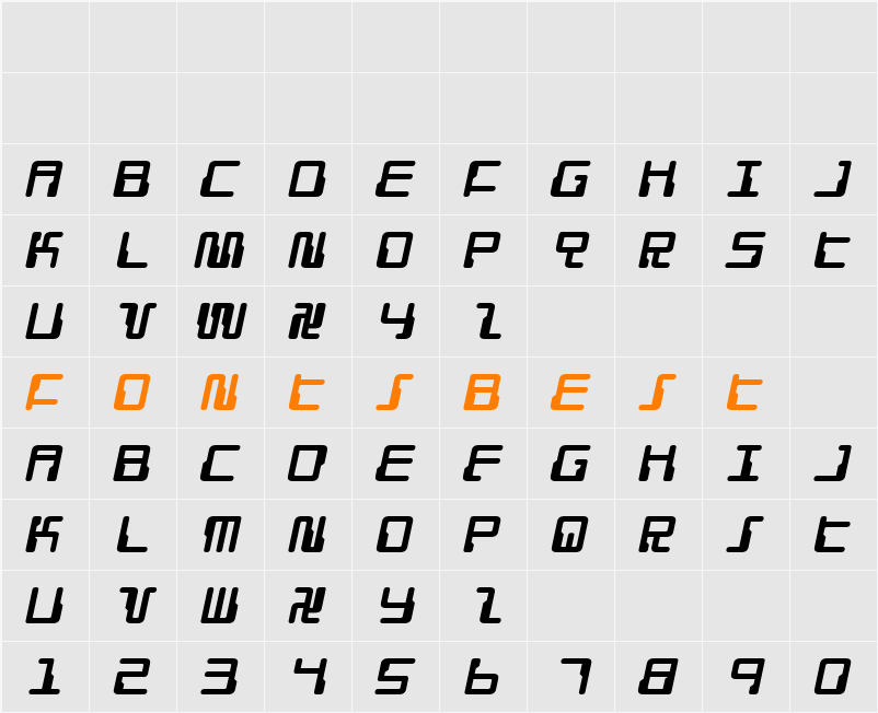 Droid Lover Expanded Italic Character Map