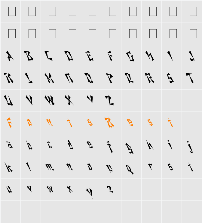 Nixon Cn Lefti Character Map
