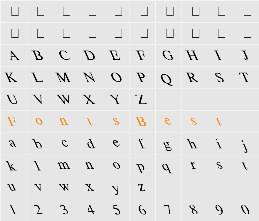 Tempo Font Extreme Lefti Character Map