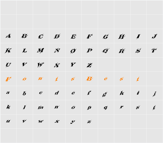 Slashtacular Character Map