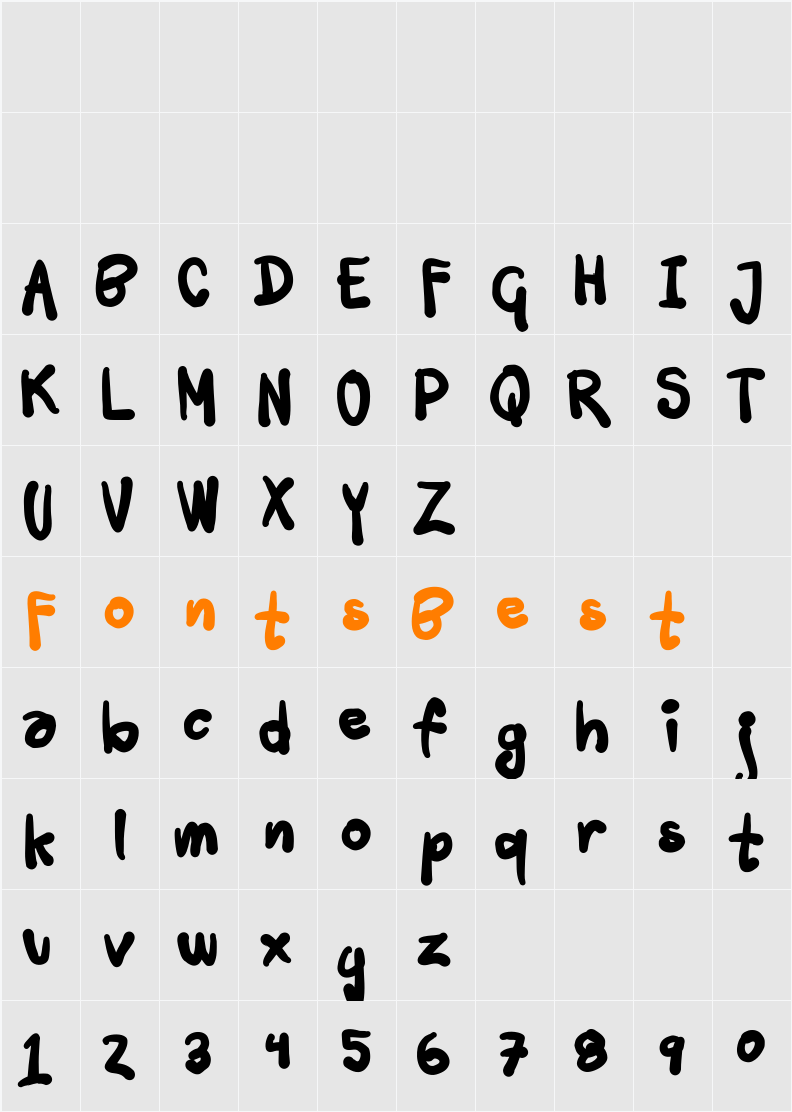 Tusch Touch 3 Character Map