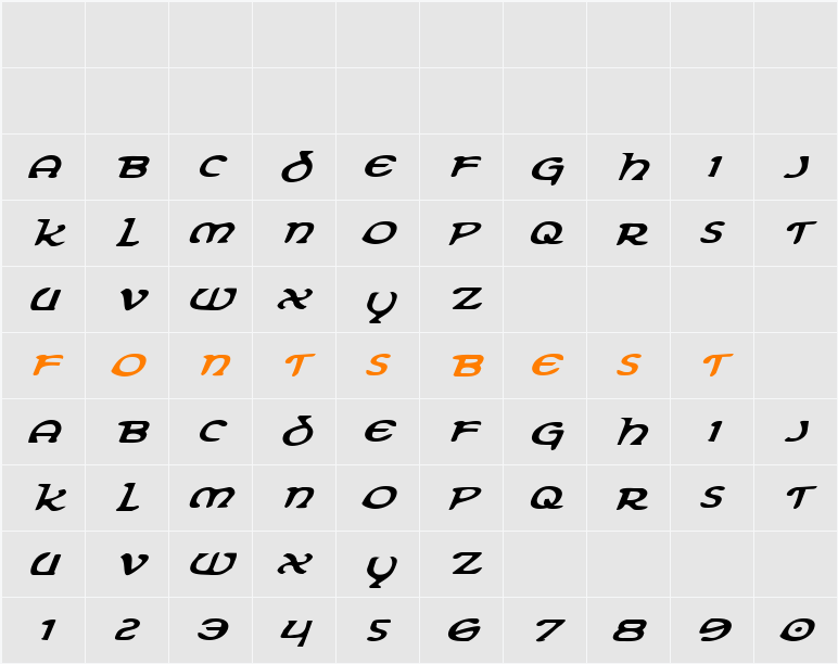 Erin Go Bragh ExpandItalic Character Map