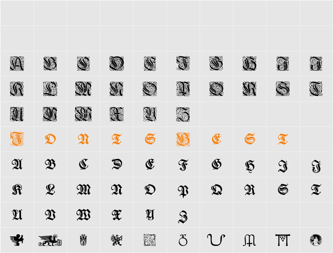 WieynkFrakturInitialen Character Map
