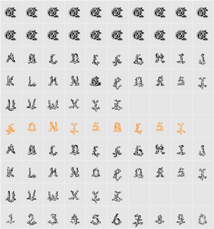 La Rosa Muerta Character Map