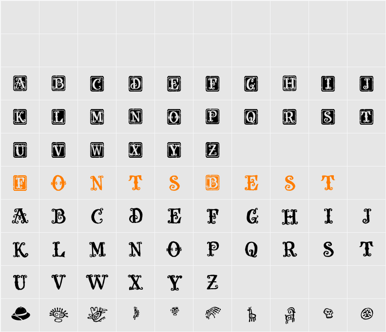 Olduvai Ornaments Character Map