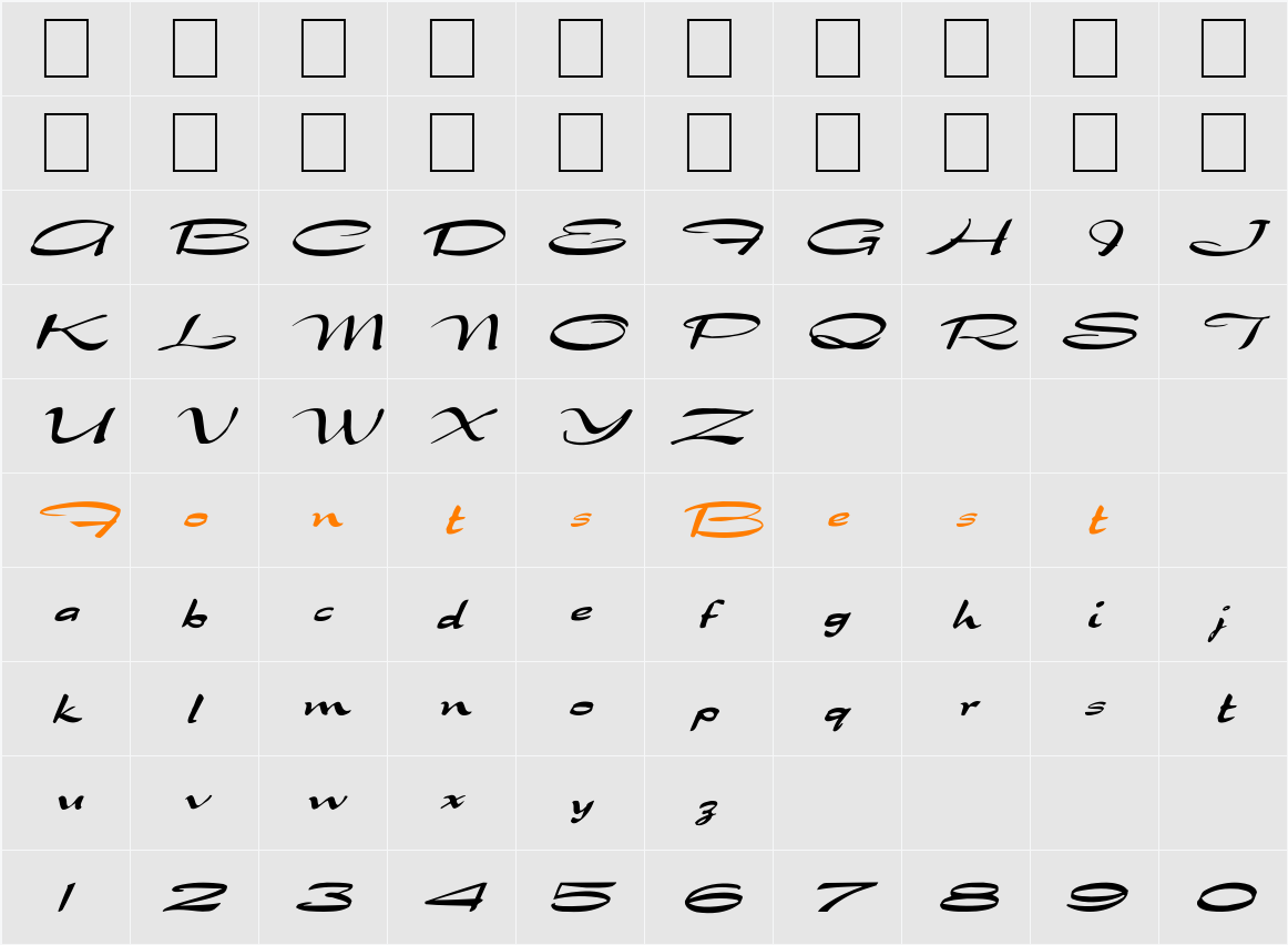 FZ JAZZY 30 ITALIC Character Map