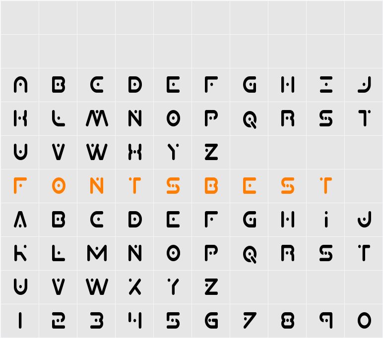 Planet X Compact Condensed Character Map