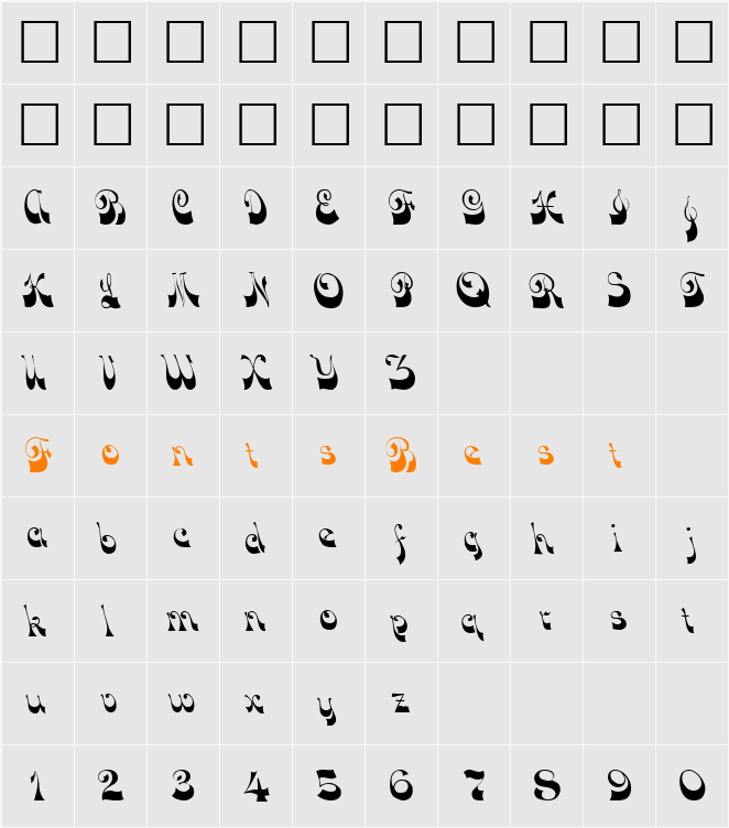 DownWind Character Map